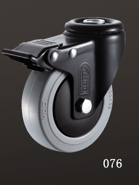 孔頂雙刹橡膠腳輪