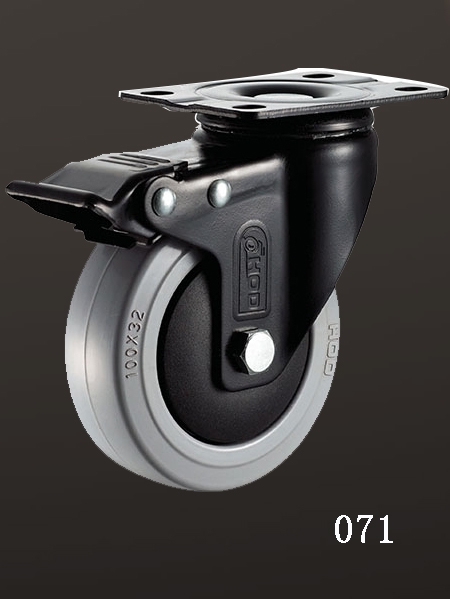 平底雙刹橡膠（jiāo）腳輪