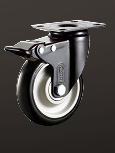 中型平底雙刹（shā）PU腳輪