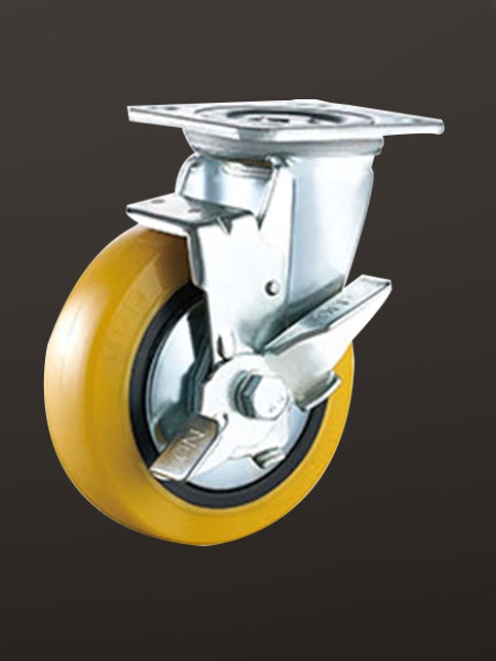 平底邊刹PU重型腳輪