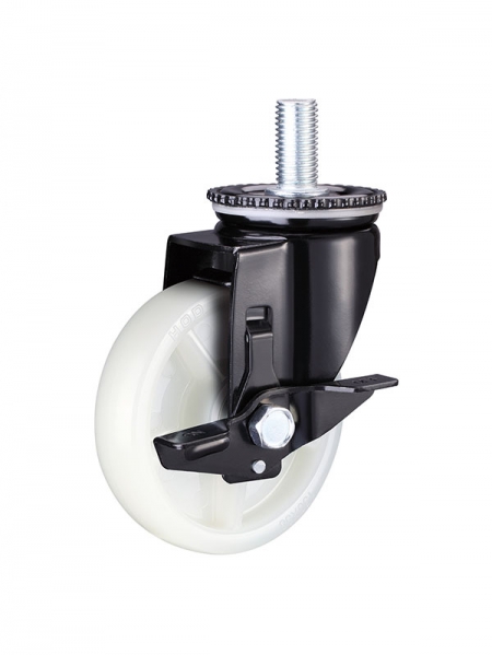 62係列-3寸絲（sī）杆邊刹雙軸承原色一次成型改性聚丙烯YUPA輪(黑漆M1635)