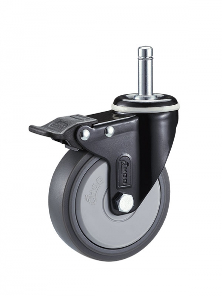 41係列-2.5寸光杆黑色塑料雙刹單軸承灰色TPR輪(黑漆)