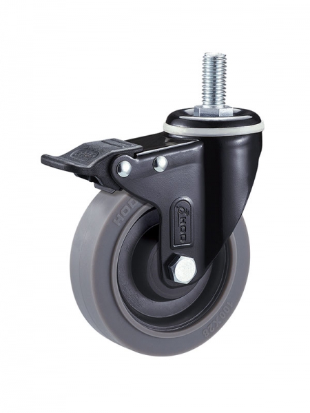 40係列-2.5寸絲杆活動特爾靈灰色TPR輪(黑漆)