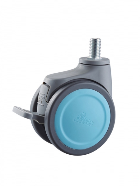 絲杆雙刹醫療腳輪-PU216