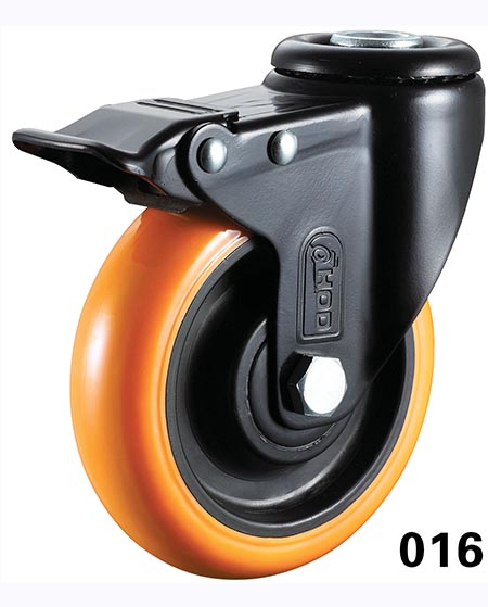 孔(kǒng)頂(dǐng)雙刹聚氨酯腳輪 孔頂雙刹聚氨酯腳輪(lún)