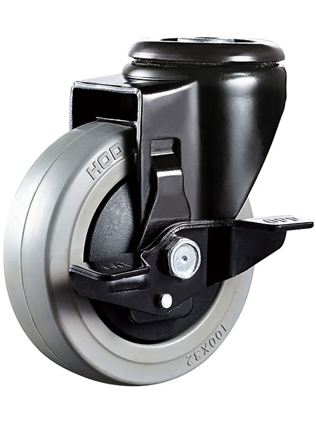 孔頂邊刹橡膠腳輪